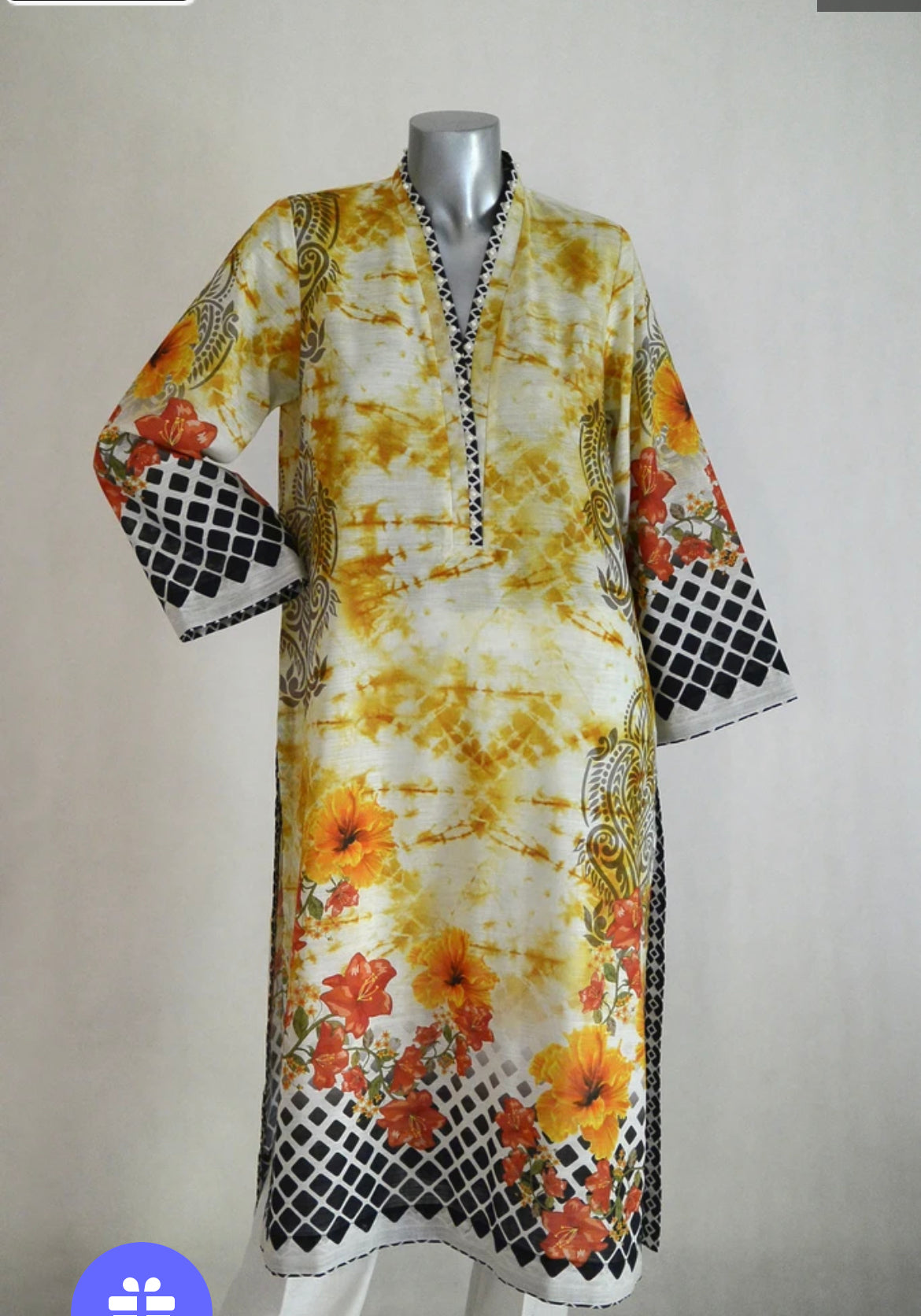 I-Lace long sleeved yellow Khadar Kurta