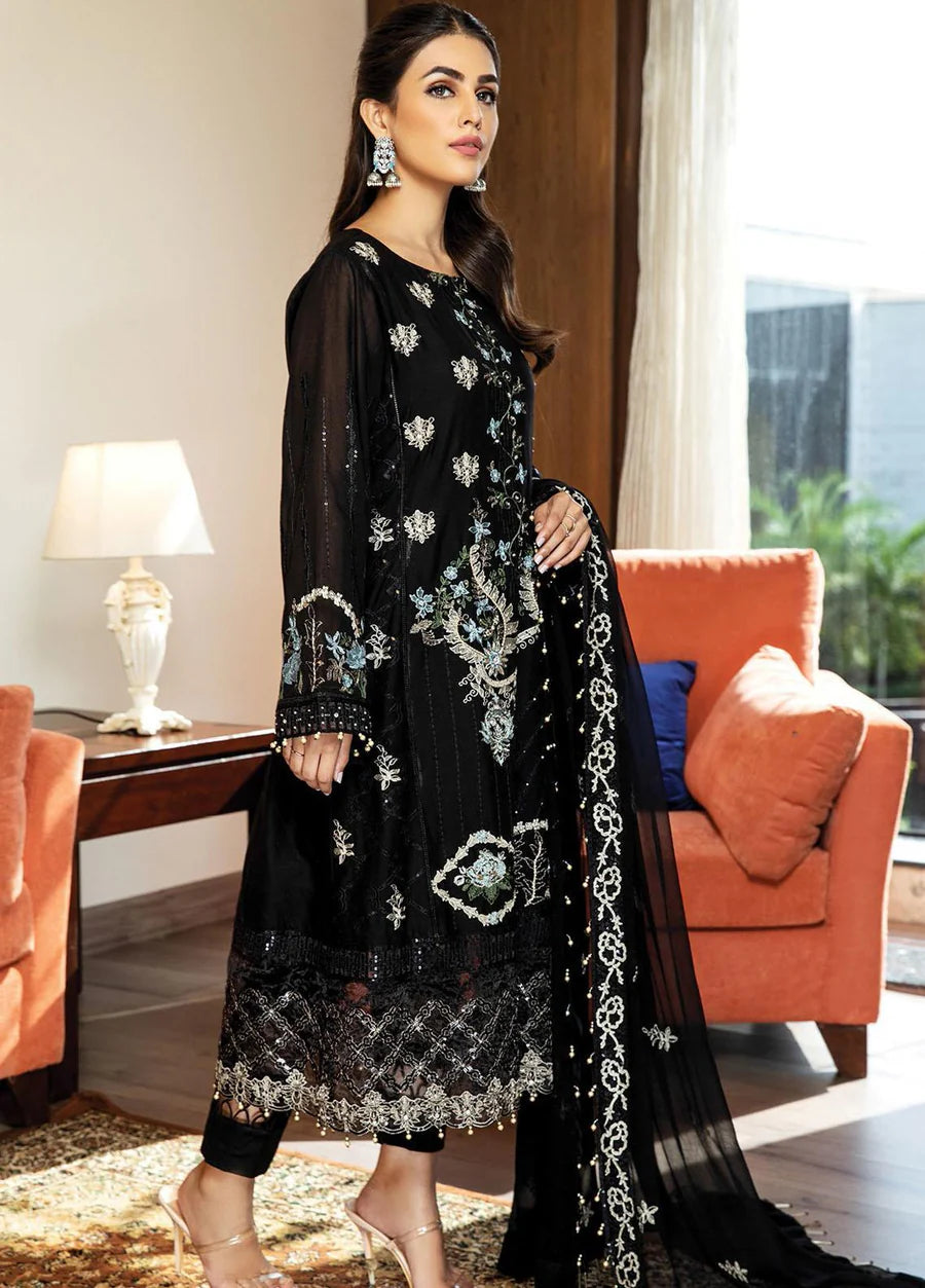Nafasat by House of Nawab 3 pcs luxury lawn black suit