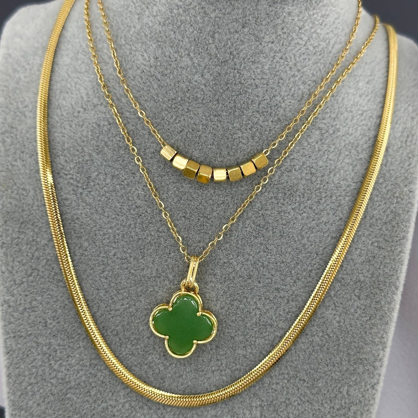 18K gold plated Stainless steel  Four-leaf clover necklace, Intensity