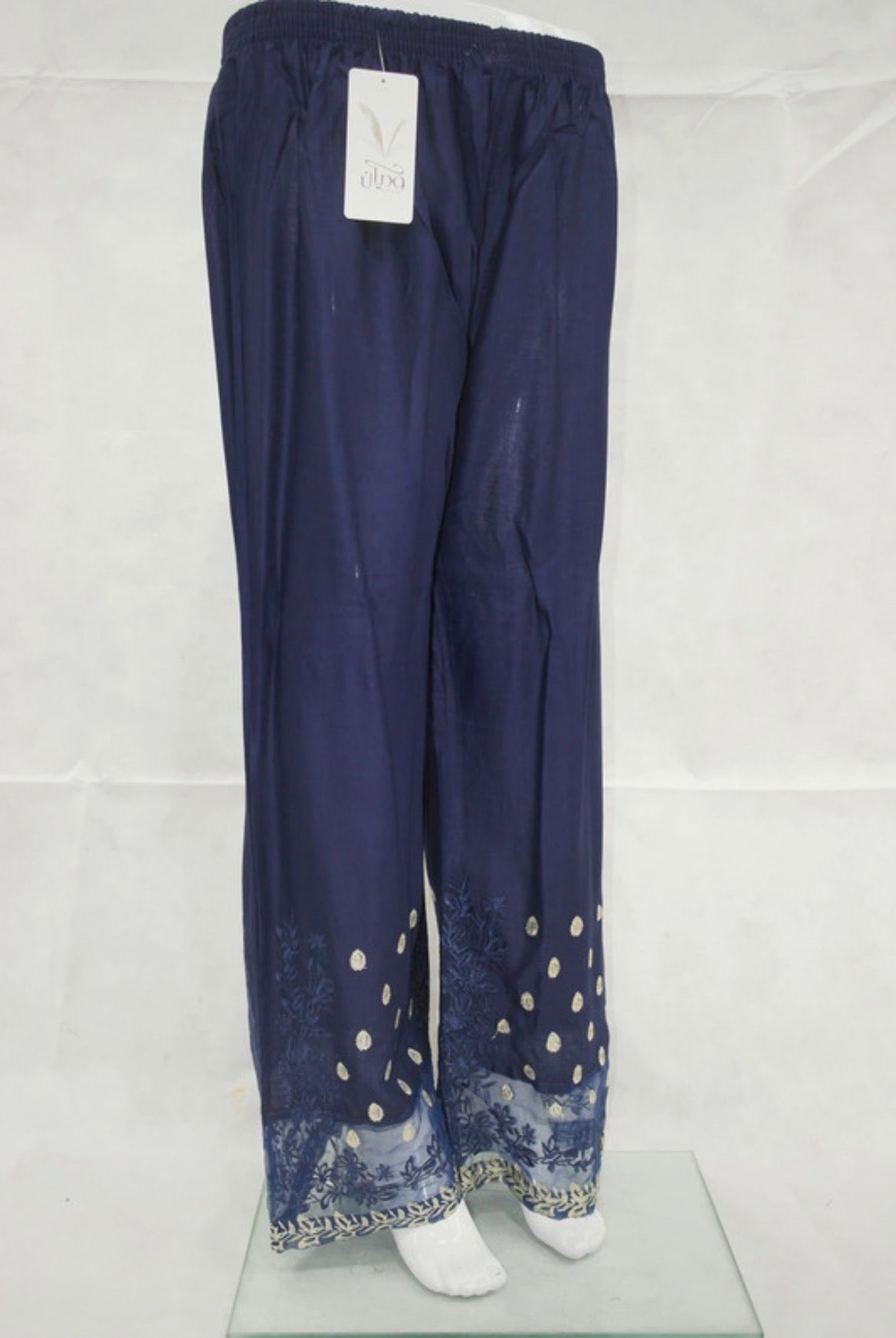 Embroidery net patch linen net border plazo trousers multi colours