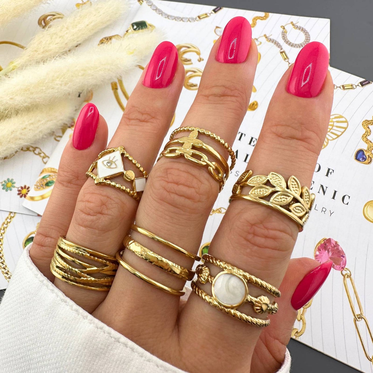 18K gold plated Stainless steel  Evil Eye finger ring, Intensity