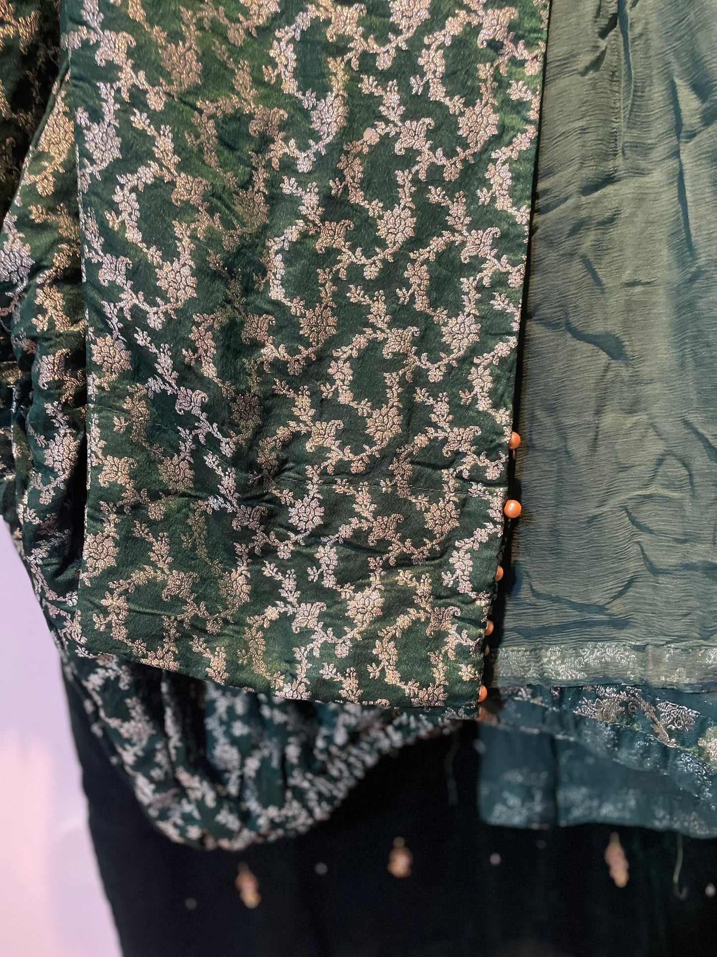 3 pcs long velvet suits with heavy stone embellishment