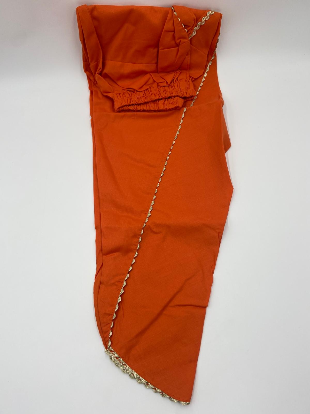 Cotton tulip trousers with gold lace border multiple colours