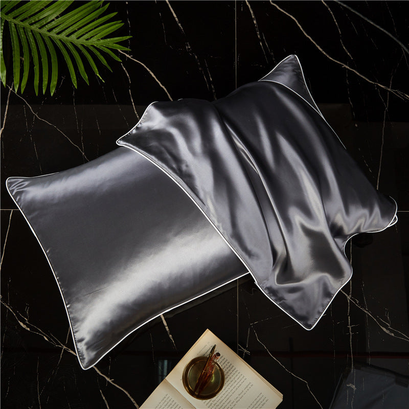 Single-Sided Solid Colo Silk Pillow Pillow Towel Cover Silk Satin
