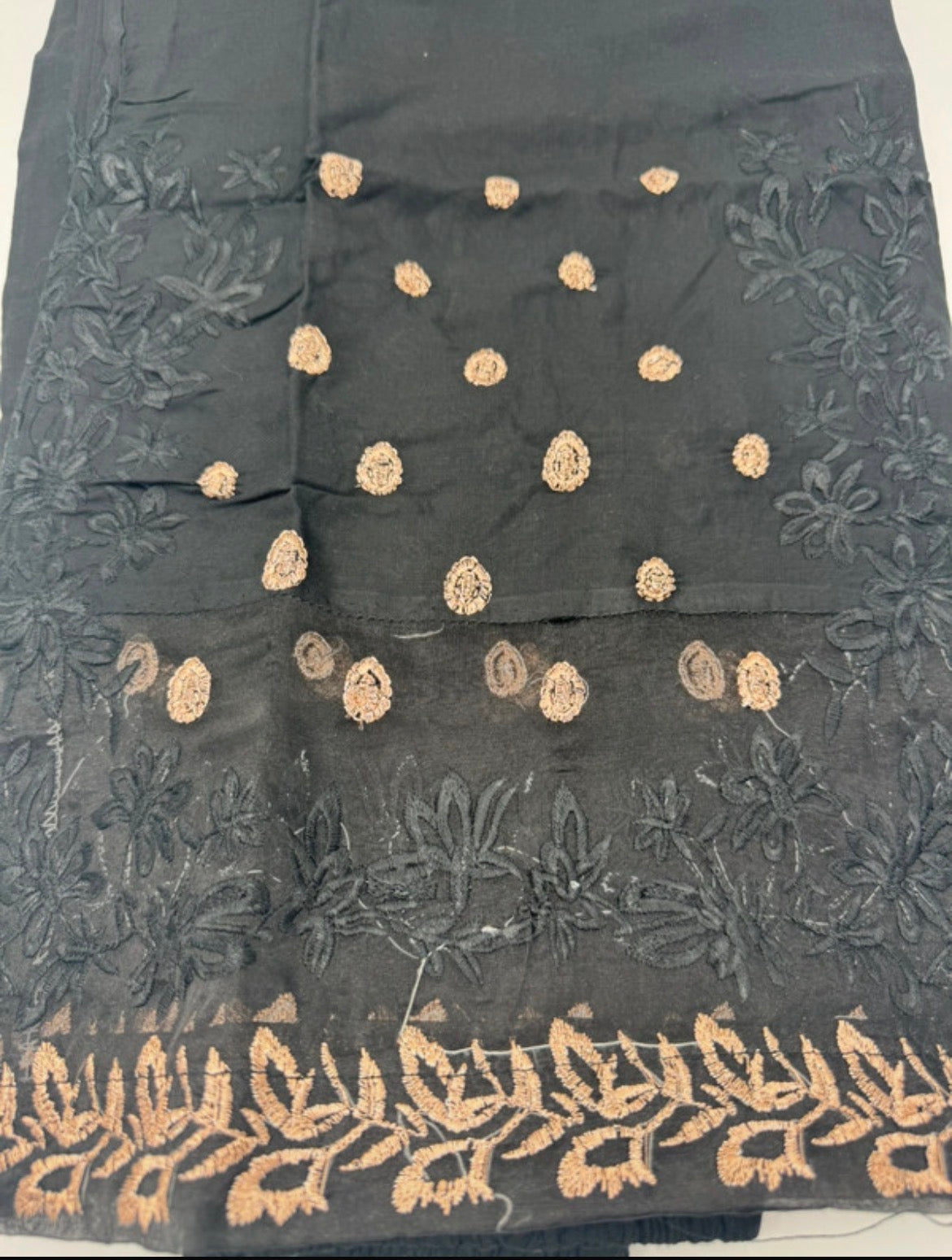 Embroidery net patch linen net border plazo trousers multi colours