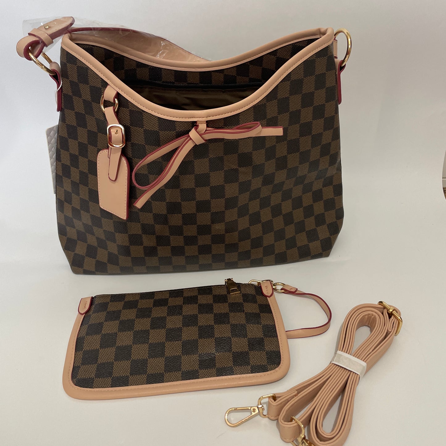 Louis Vuitton Canvas tote bag with pouch and long strap