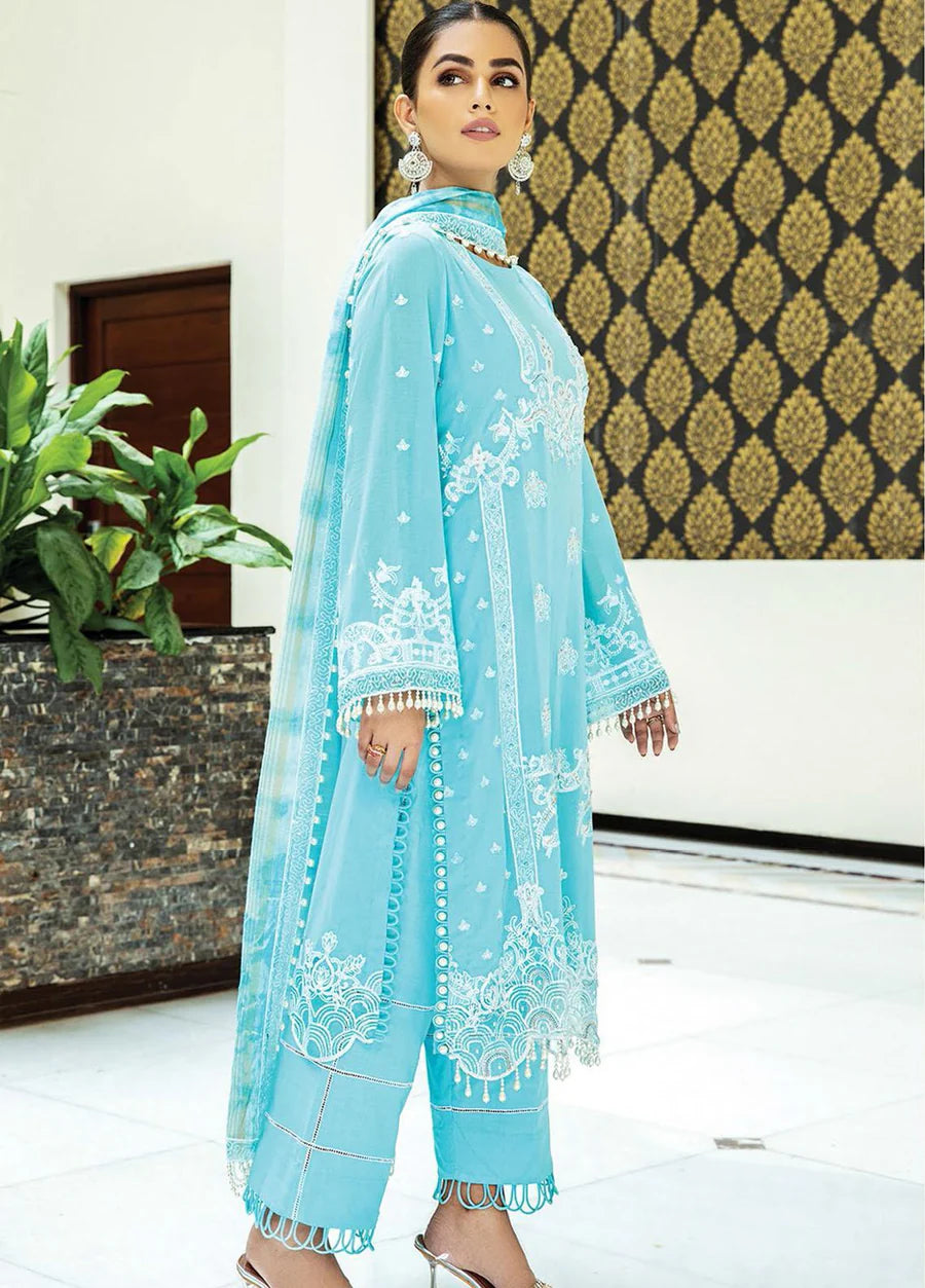 Nafasat by House of Nawab 3 pcs  turquoise lawn luxury suit