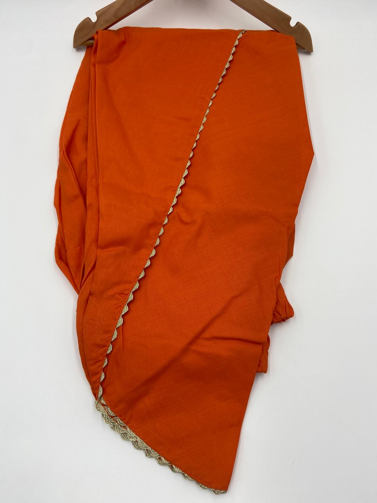 Cotton tulip trousers with gold lace border multiple colours