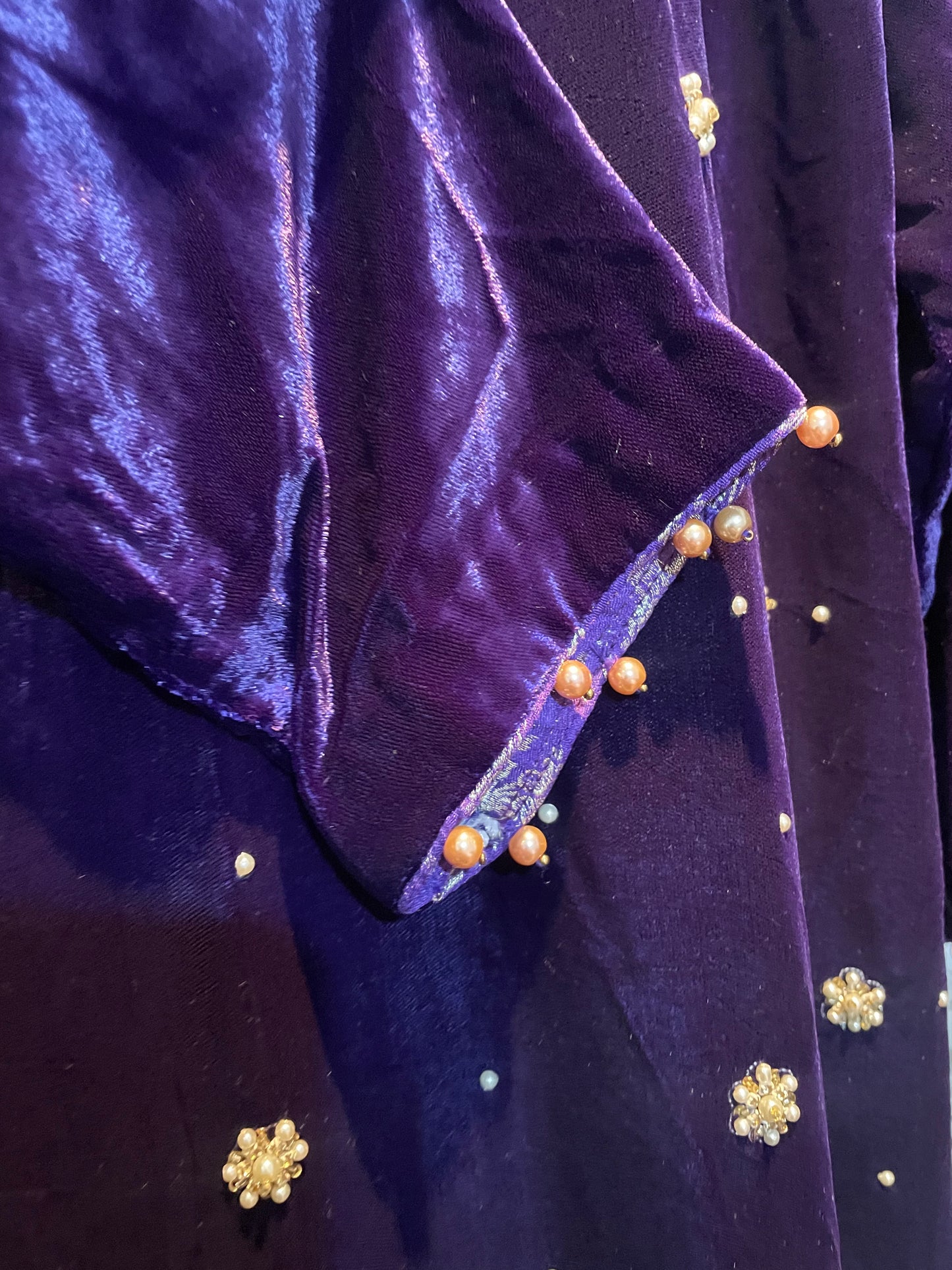 3 pcs long velvet suits with heavy stone embellishment