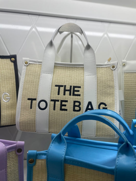 Black and white canvas tote bag medium size with long strap included