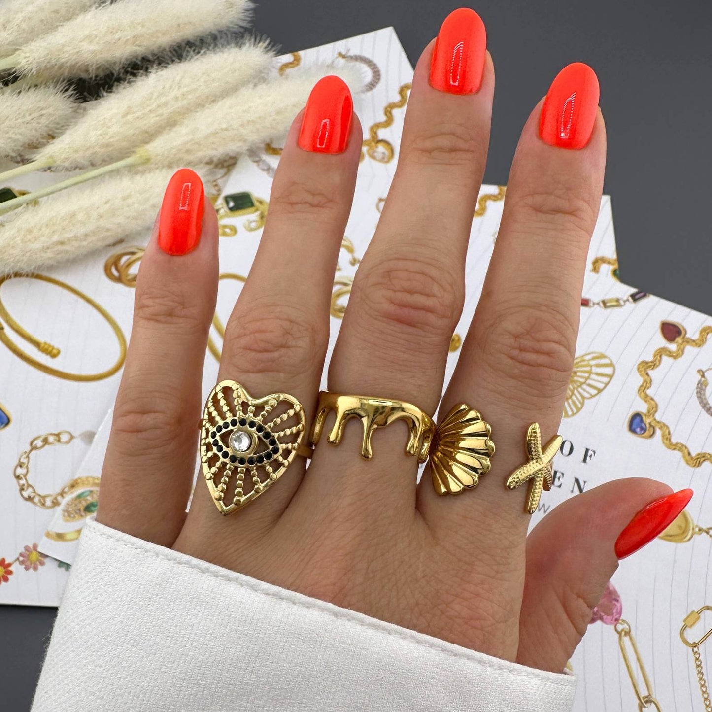 18K gold plated  Sea finger ring, Intensity