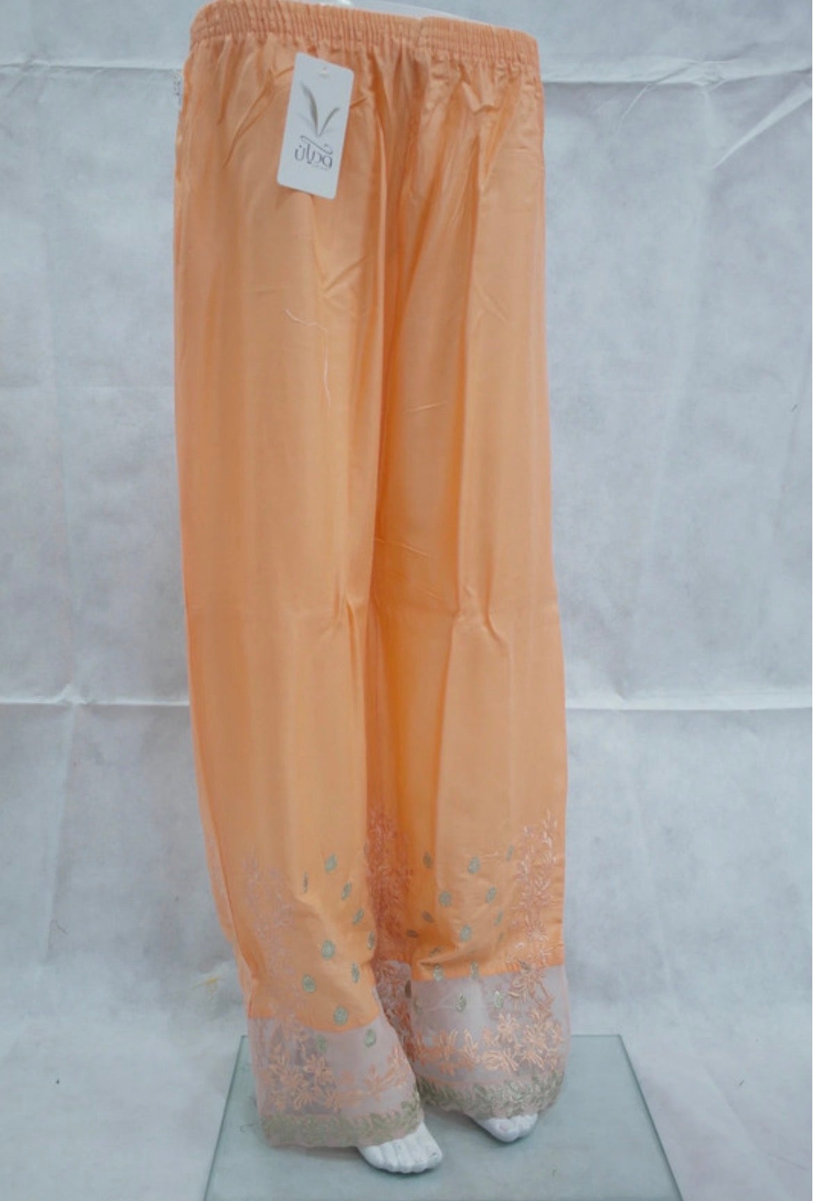 Embroidery net patch linen net border plazo trousers multi colours