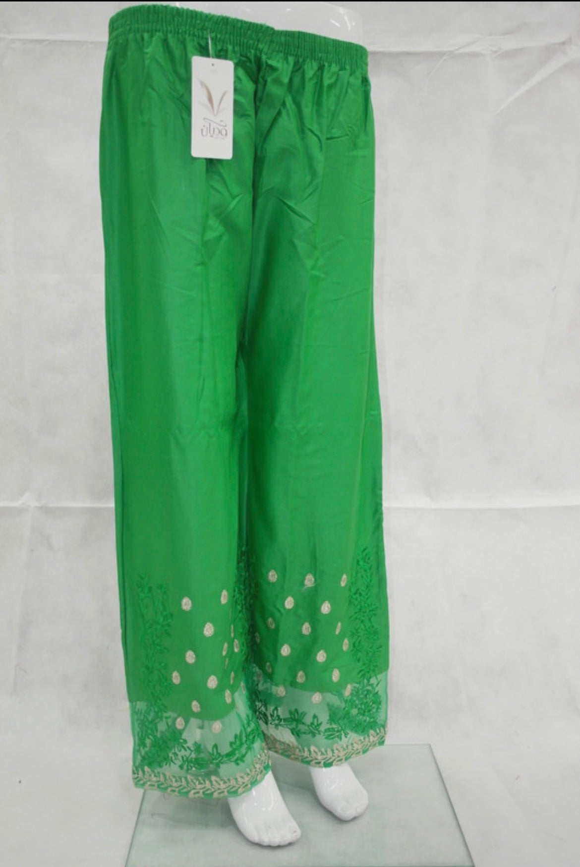 Embroidery net patch linen net border plazo trousers multi colours