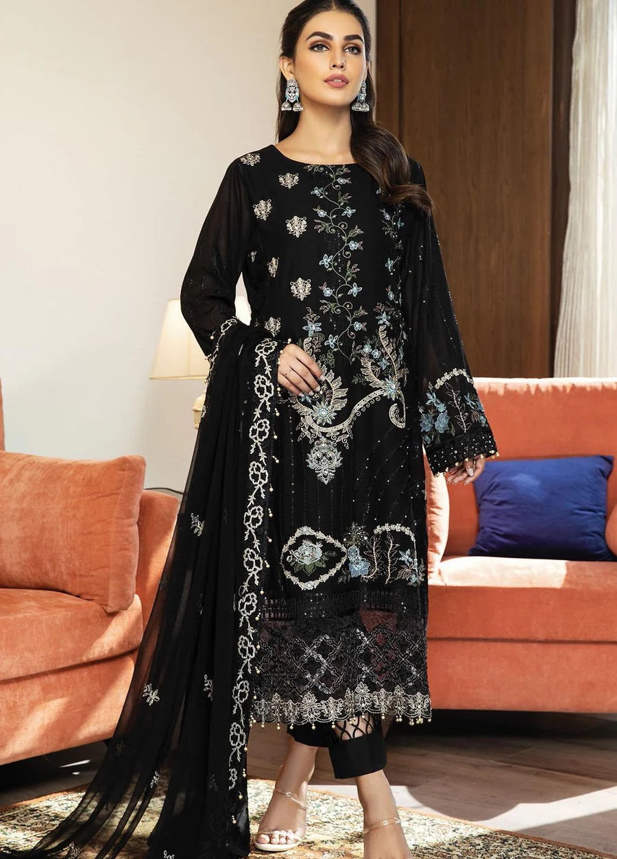 Nafasat by House of Nawab 3 pcs luxury lawn black suit