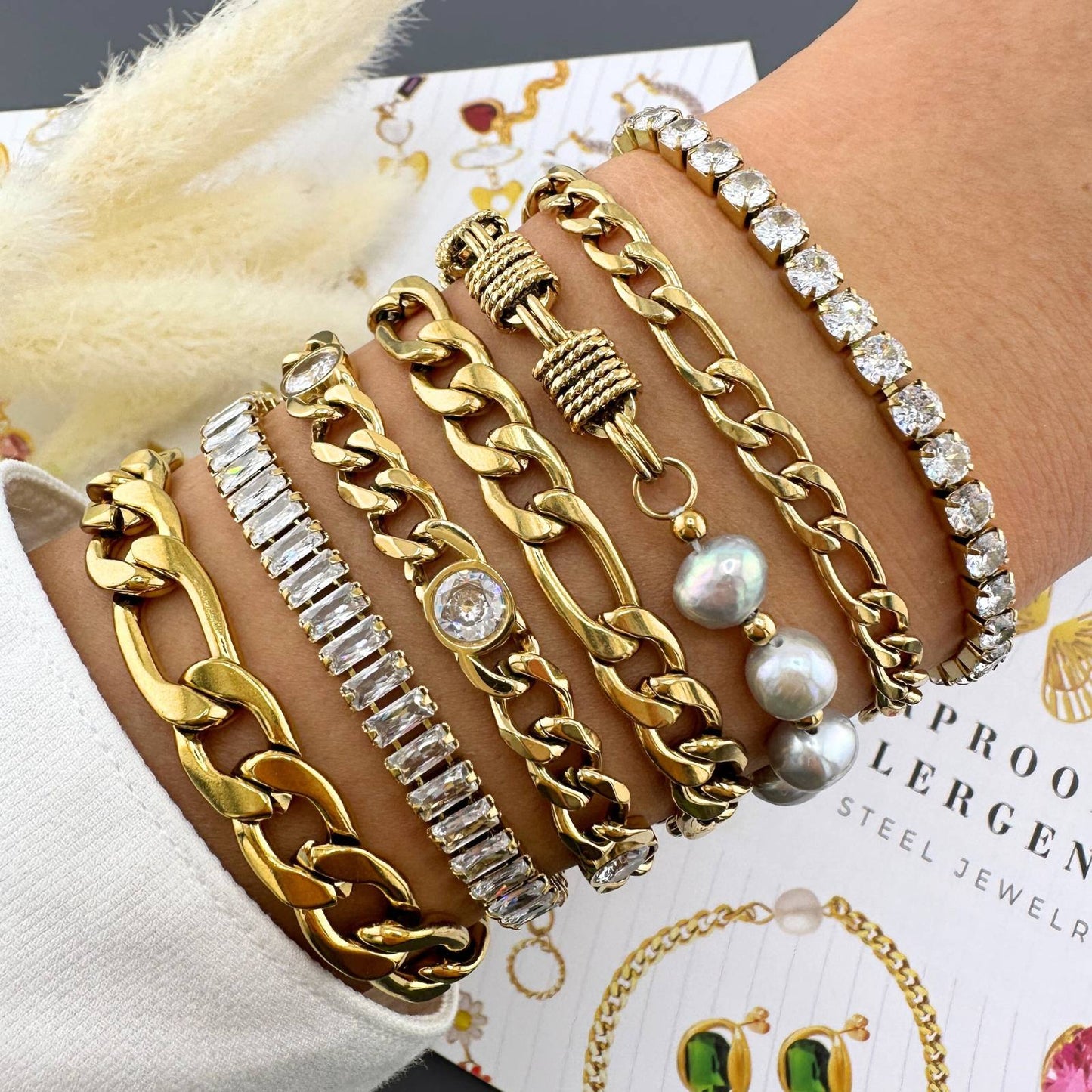 18K gold plated Stainless steel  Tennis bracelet, Intensity