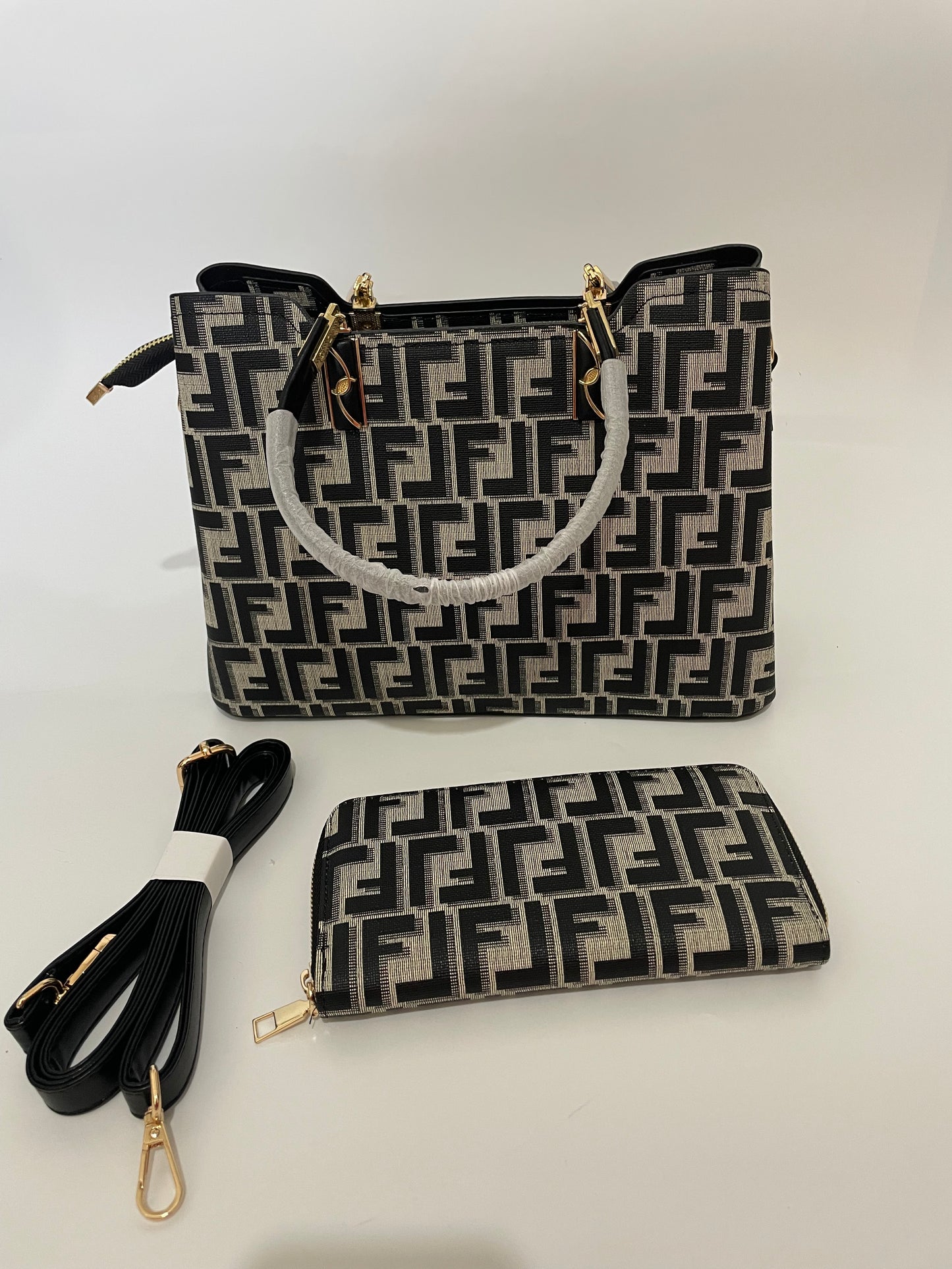 Fendi monogram purse handbag set of 2 with wallet included