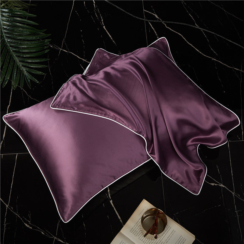 Single-Sided Solid Colo Silk Pillow Pillow Towel Cover Silk Satin