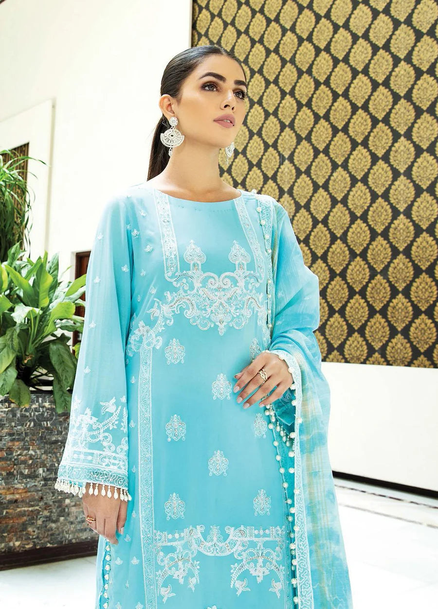Nafasat by House of Nawab 3 pcs  turquoise lawn luxury suit