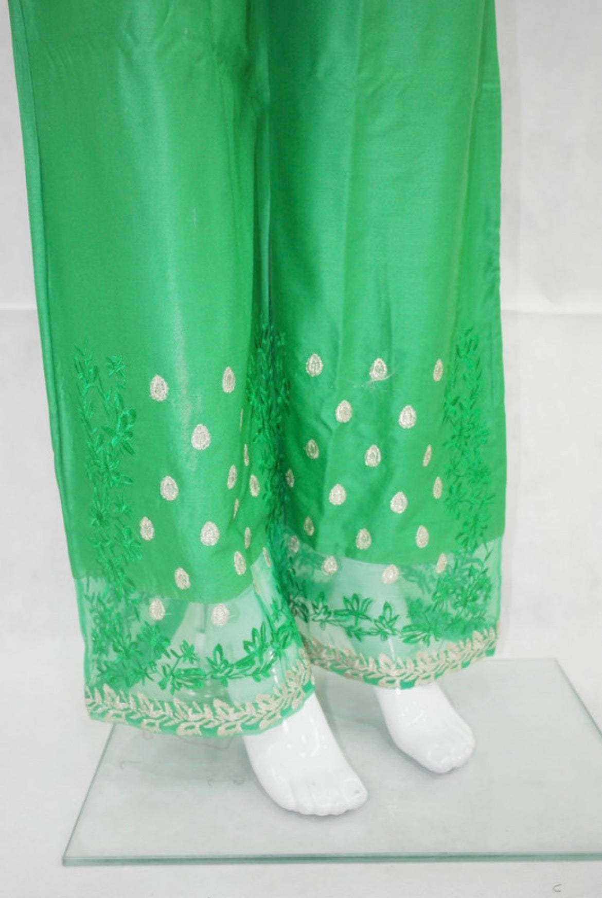 Embroidery net patch linen net border plazo trousers multi colours