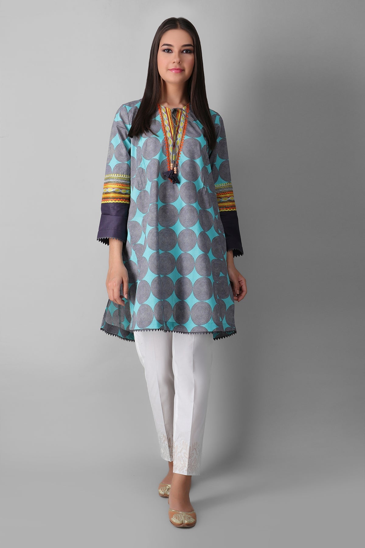 Khaadi blue ready to wear embroidery kurta shirt dress