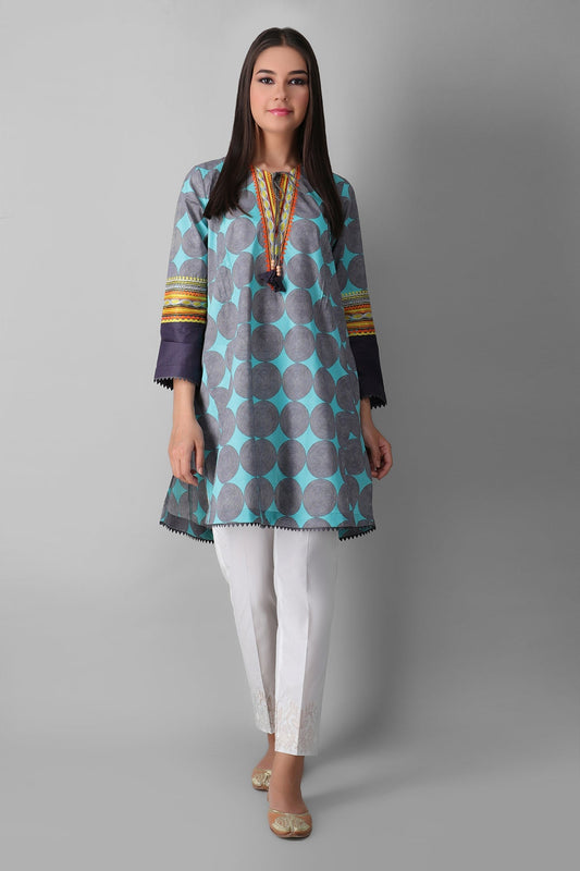 Khaadi blue ready to wear embroidery kurta shirt dress