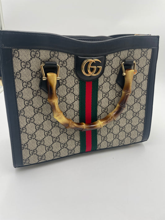 Gucci tote hand bag bamboo top handle