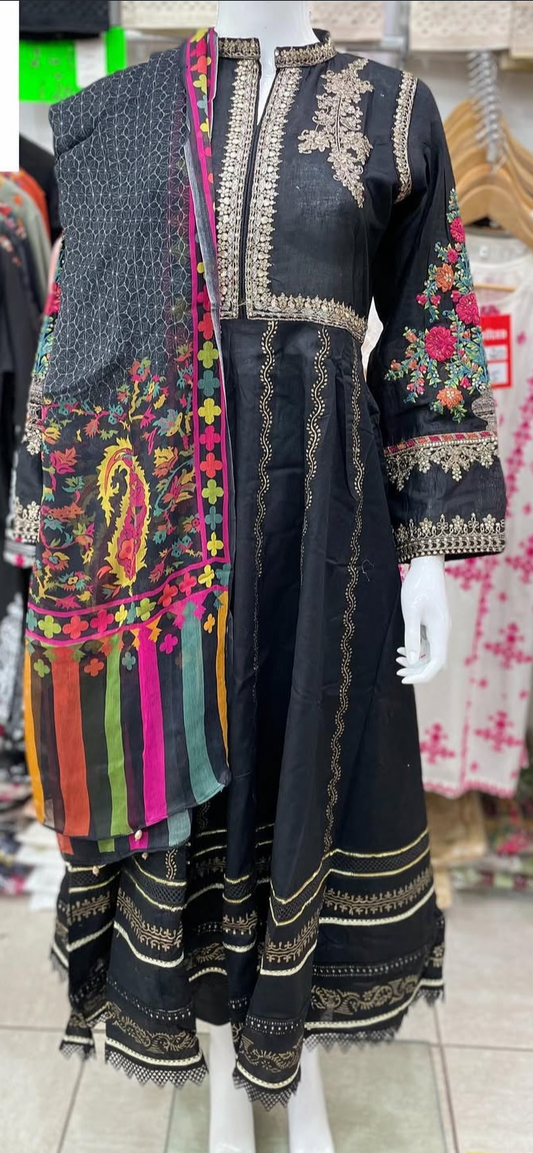 3 pcs lawn/cotton embroidery suit frock/dress style