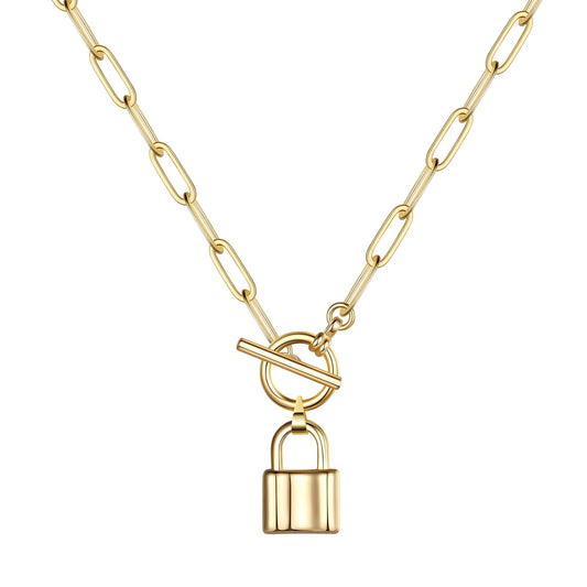 18K gold plated Stainless steel  Lock necklace, Intensity