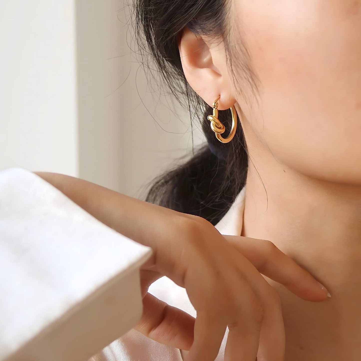 18K gold plated Stainless steel earrings, Intensity
