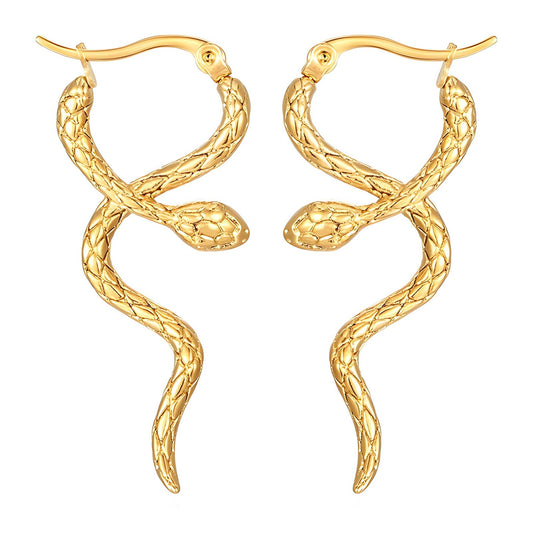 18K gold plated Stainless steel  Snakes earrings, Intensity