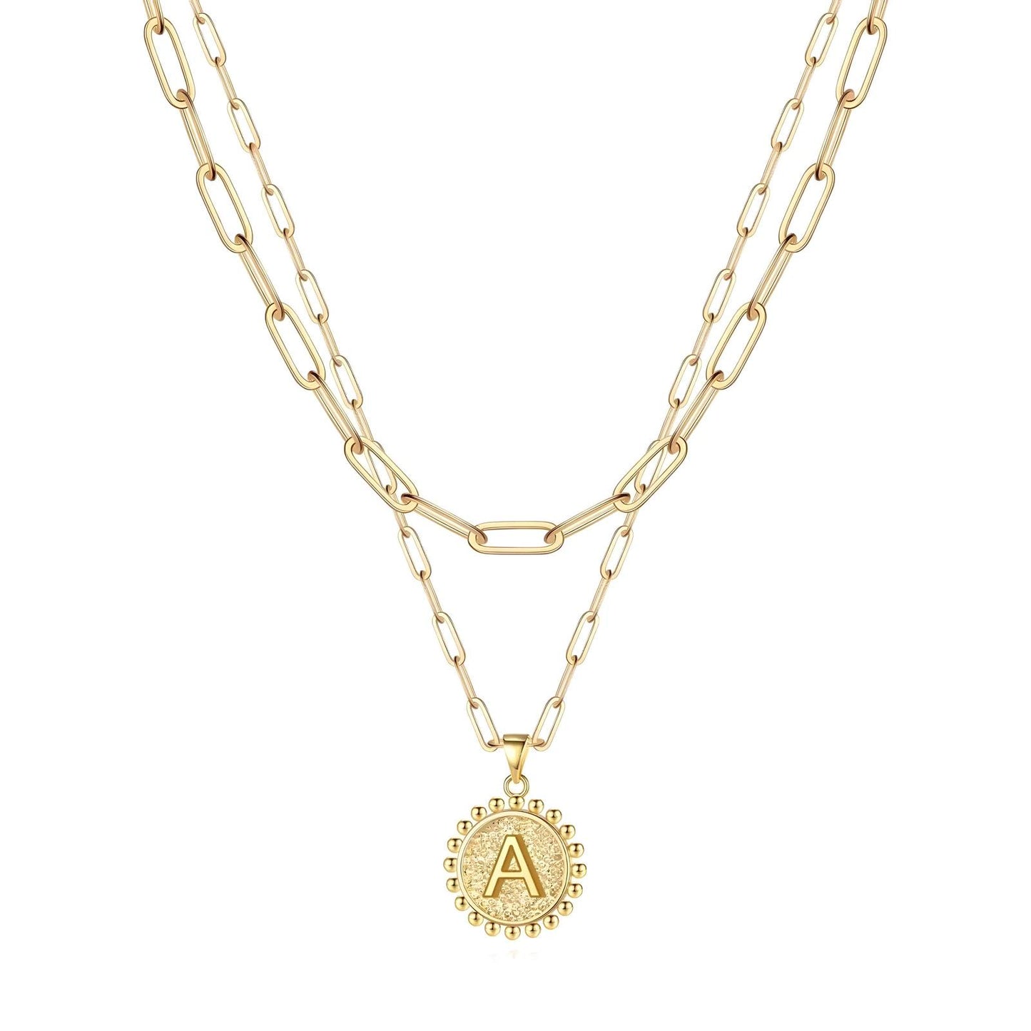 18K gold plated Stainless steel  Letter A necklace, Intensity