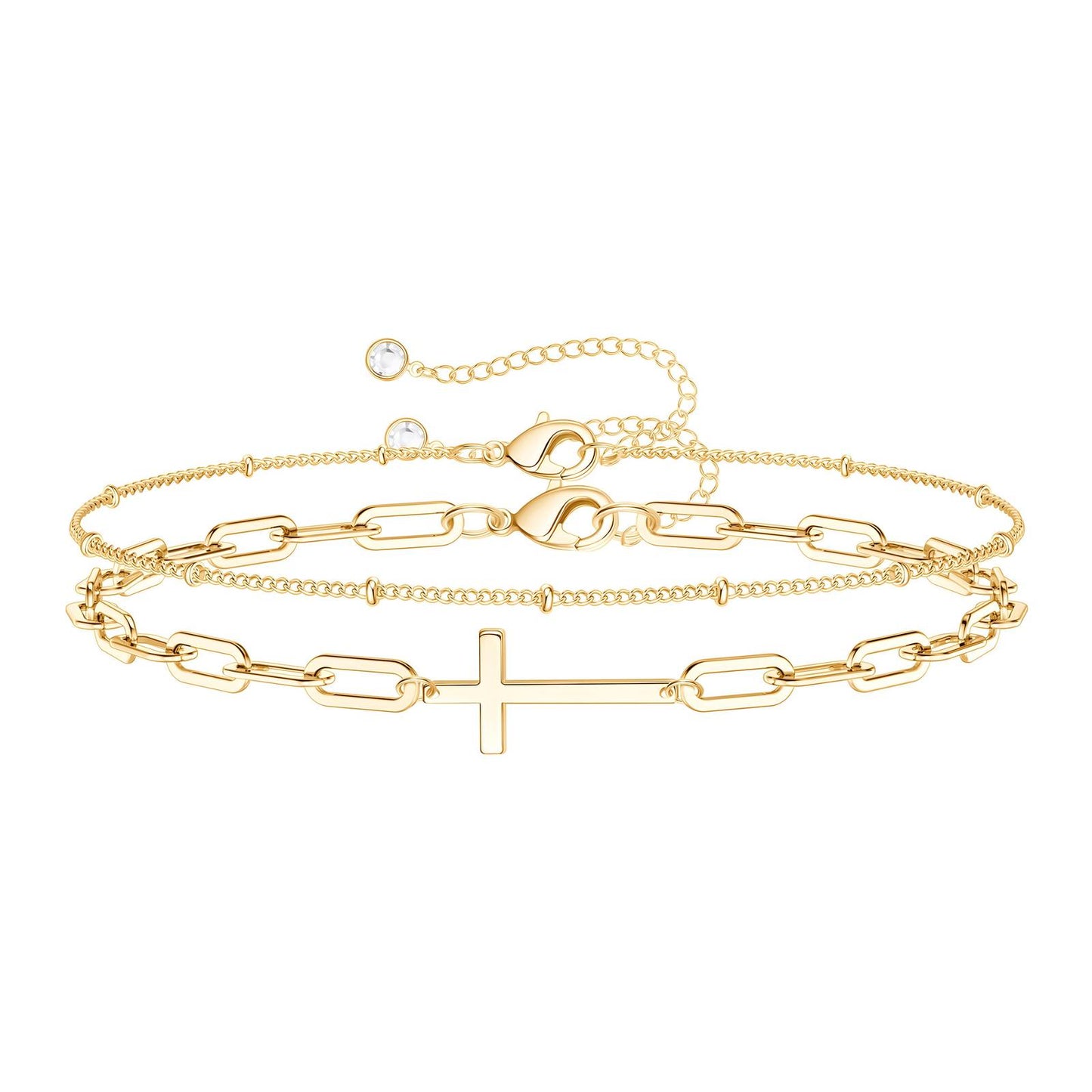 18K gold plated Stainless steel  Crosses bracelet, Intensity
