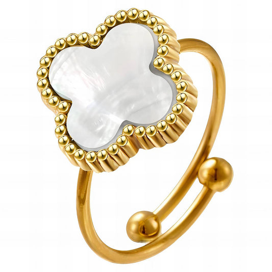 18K gold plated Stainless steel  Four-leaf clover finger ring, Intensity