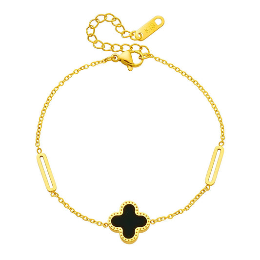 18K gold plated Stainless steel  Four-leaf clover bracelet, Intensity