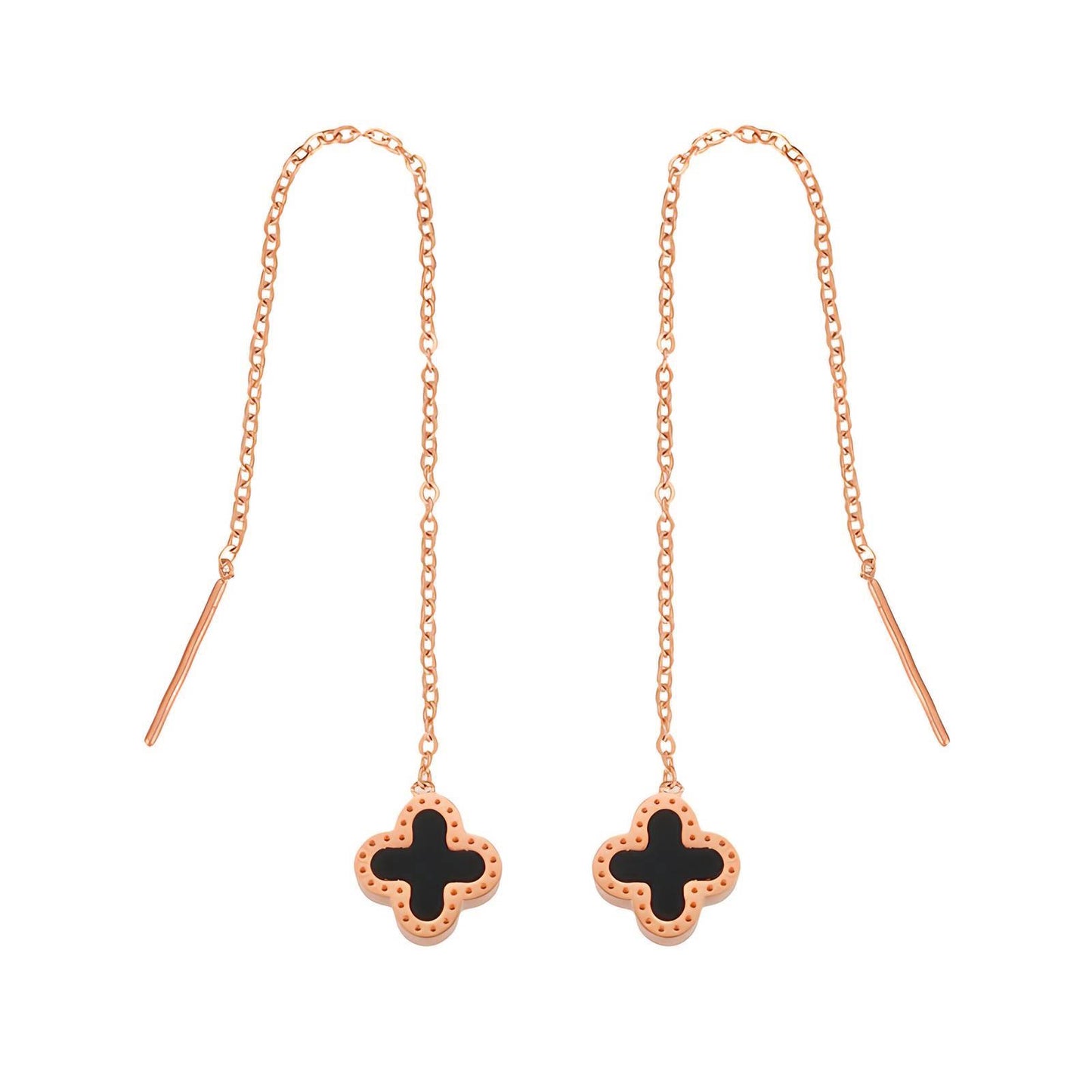 18K gold plated Stainless steel  Four-leaf clover earrings, Intensity
