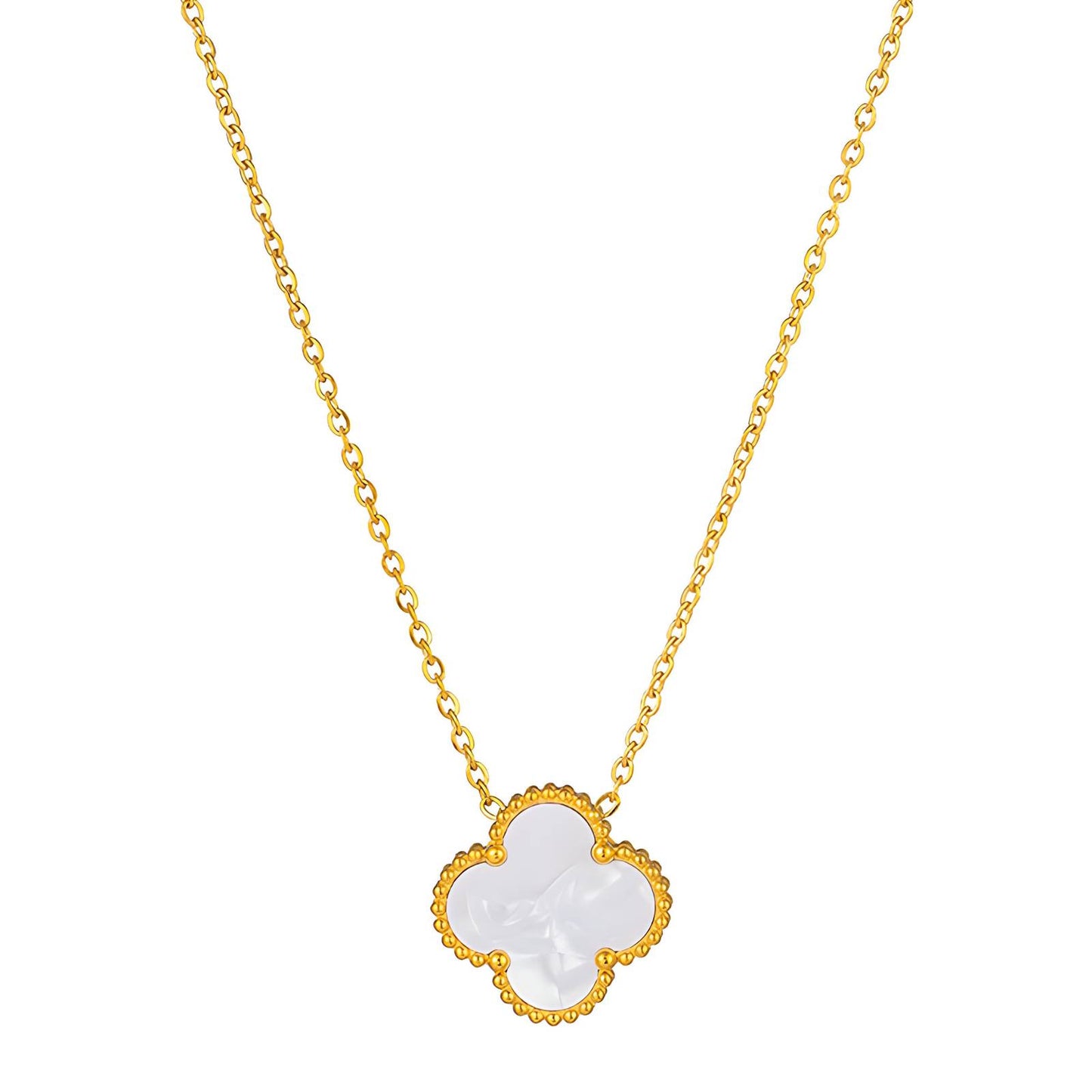 18K gold plated Stainless steel  Four-leaf clover necklace, Intensity
