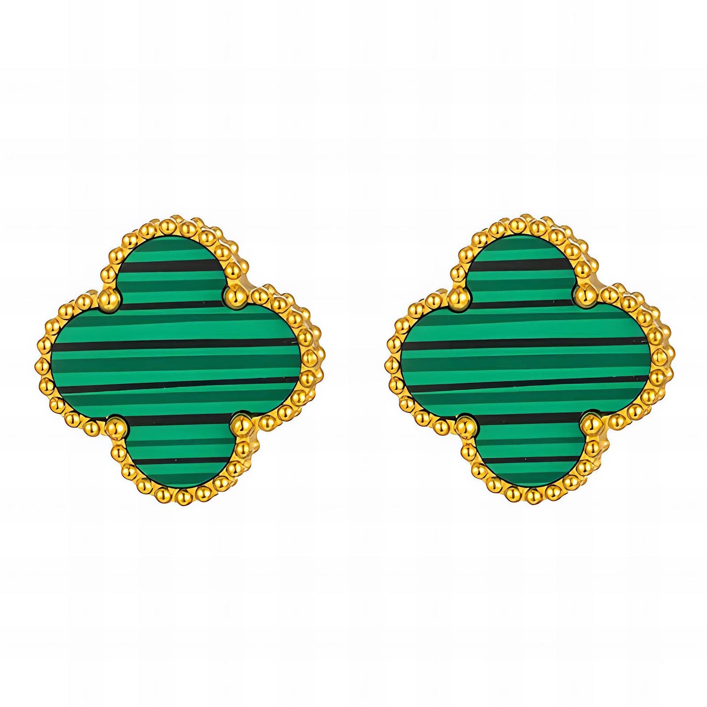 18K gold plated Stainless steel  Four-leaf clover earrings, Intensity