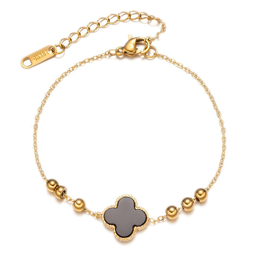 18K gold plated Stainless steel  Four-leaf clover bracelet, Intensity