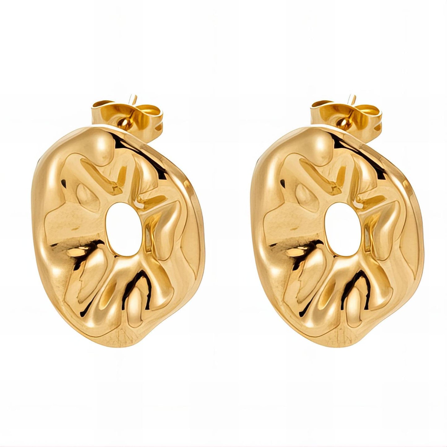 18K gold plated Stainless steel  Flowers earrings, Intensity