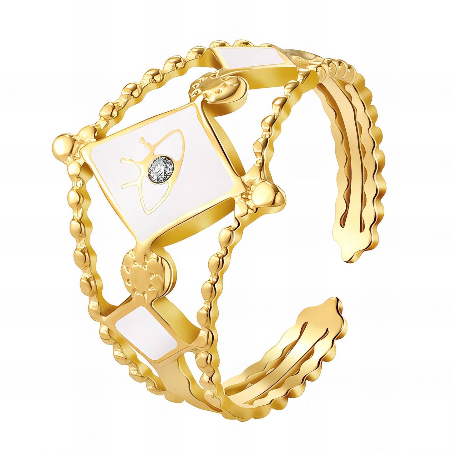 18K gold plated Stainless steel  Evil Eye finger ring, Intensity