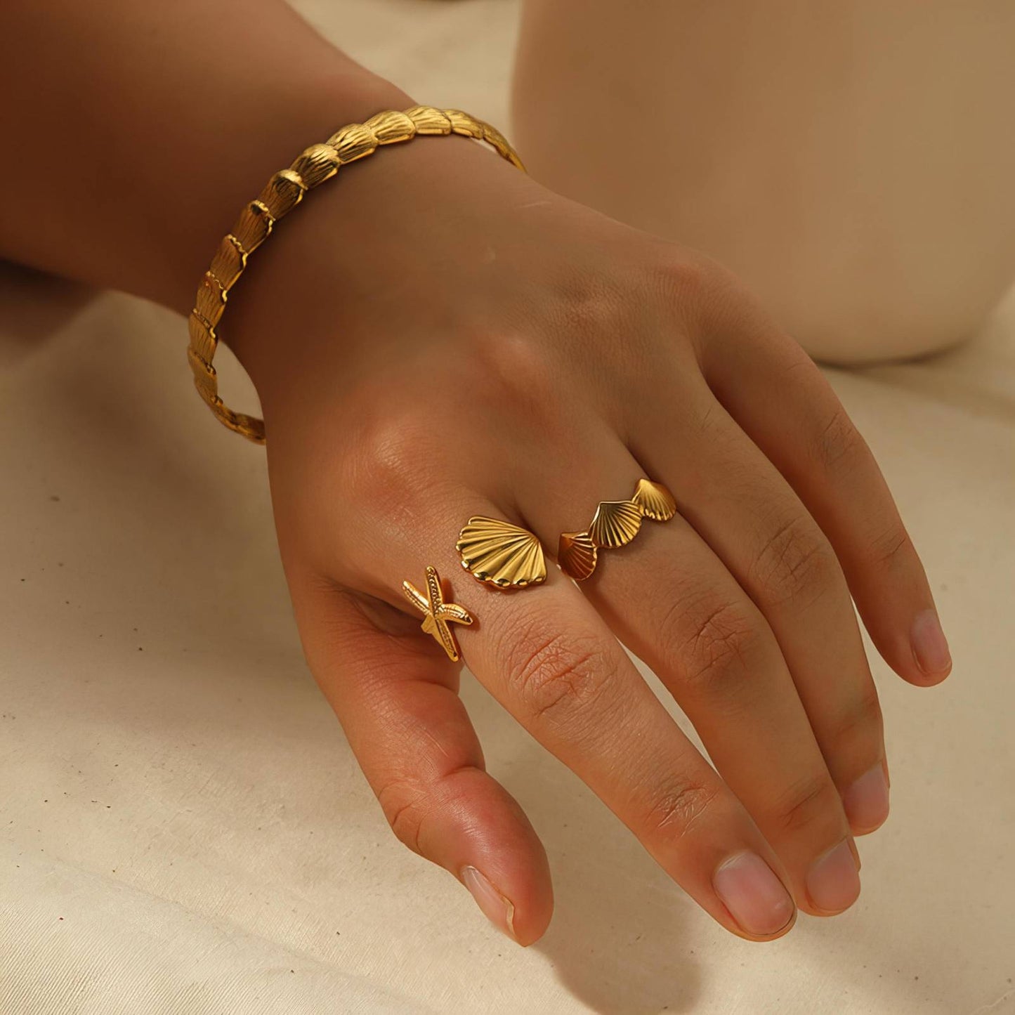18K gold plated  Sea finger ring, Intensity