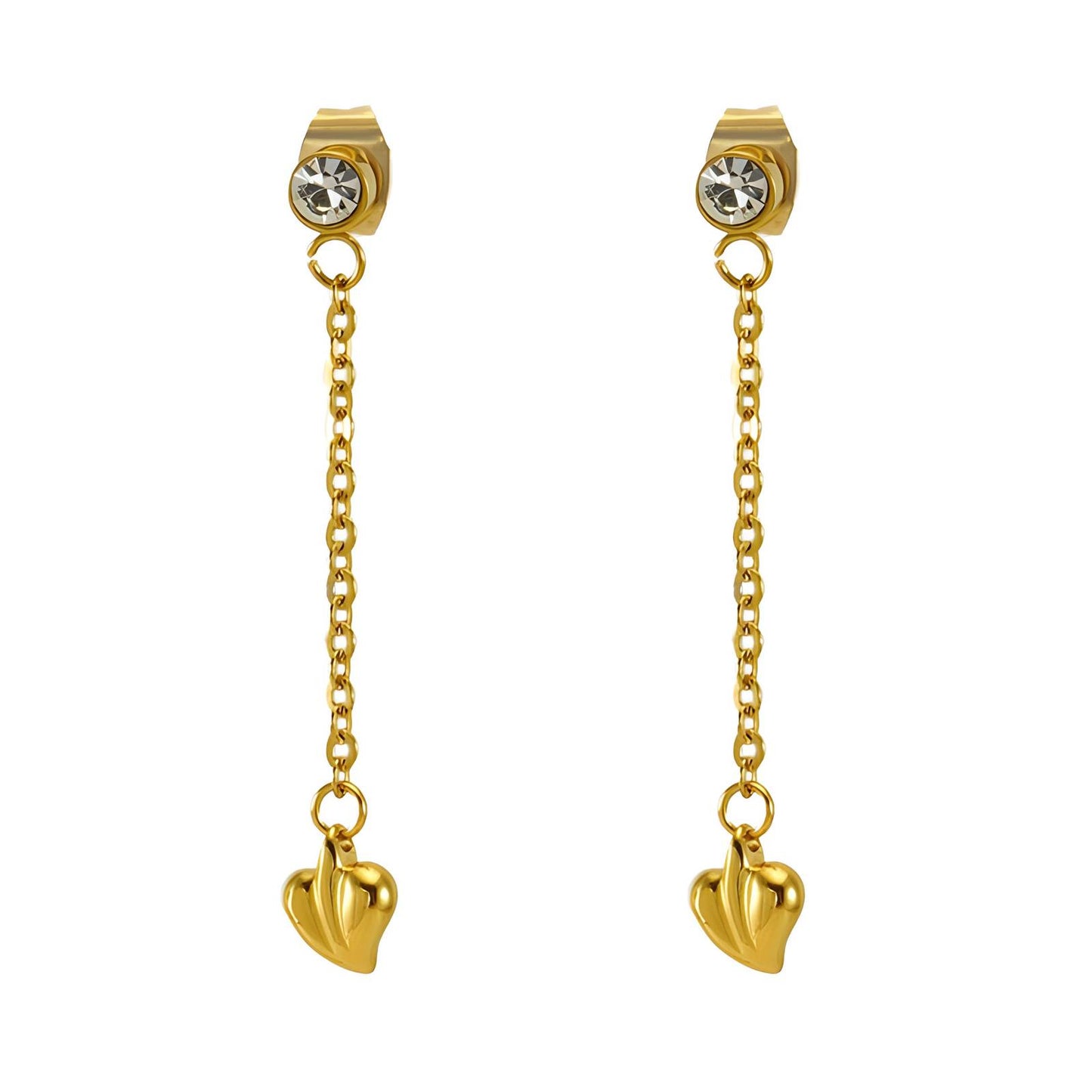 18K gold plated Stainless steel  Hearts earrings, Intensity