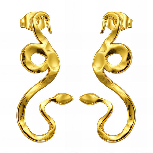 18K gold plated Stainless steel  Snakes earrings, Intensity