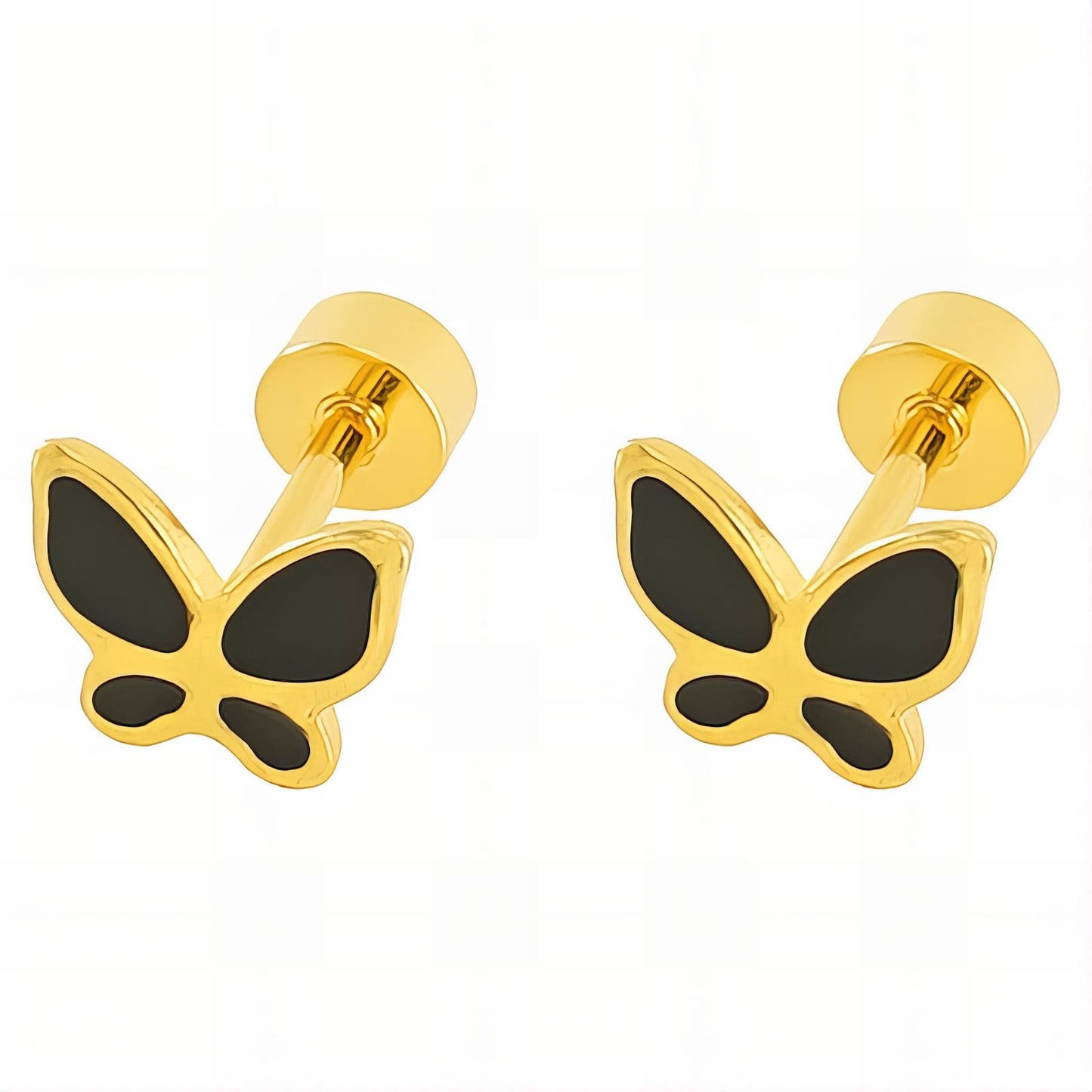 18K gold plated Stainless steel  Butterflies earrings, Intensity