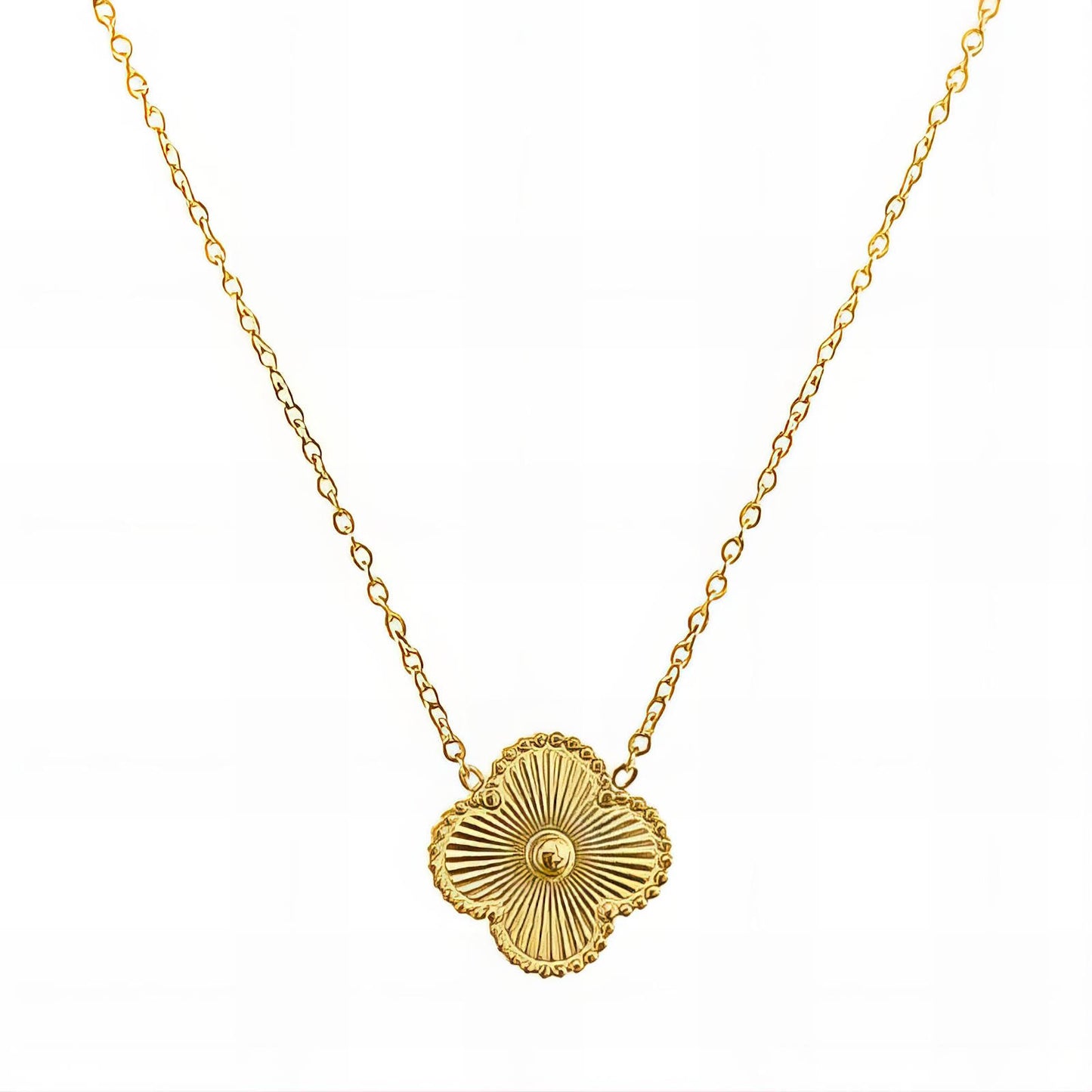 18K gold plated Stainless steel  Four-leaf clover necklace, Intensity