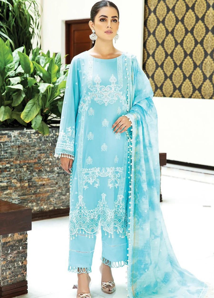 Nafasat by House of Nawab 3 pcs  turquoise lawn luxury suit
