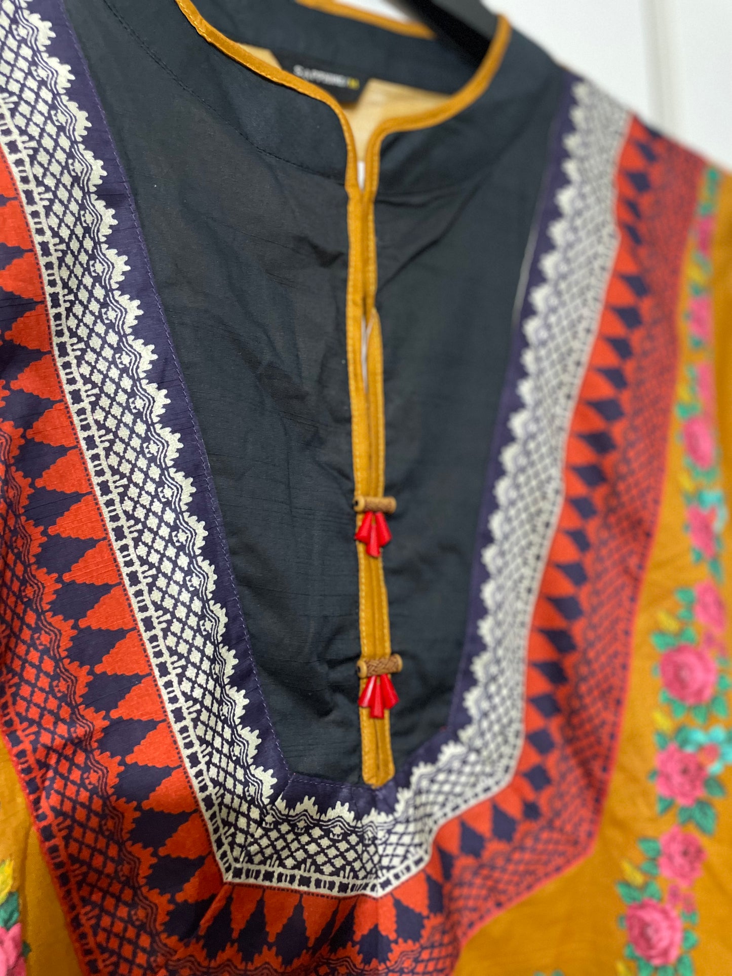 Sapphire casual long brown ready wear kurta collar neckline