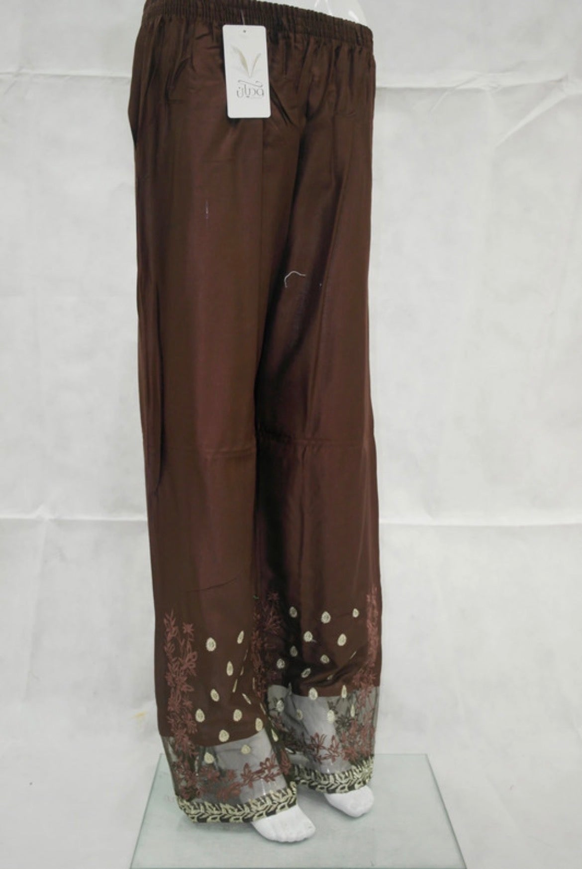 Embroidery net patch linen net border plazo trousers multi colours