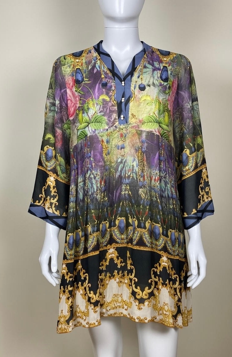 I-lace floral short khadar kurta frock style