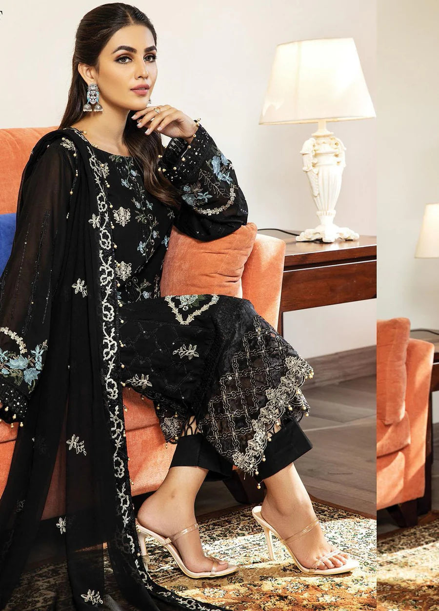 Nafasat by House of Nawab 3 pcs luxury lawn black suit